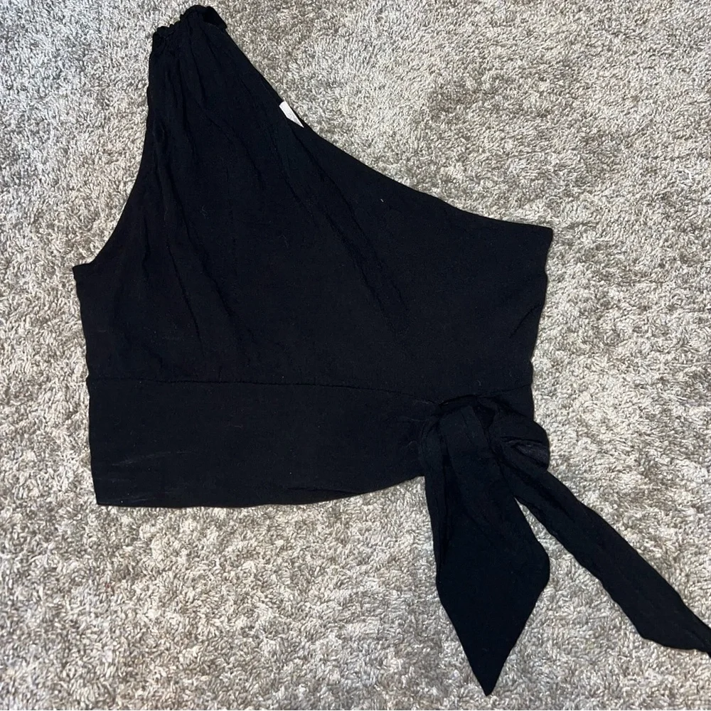 Free People One Shoulder Carmen Crop Top Black Size XS - Picture 2 of 9